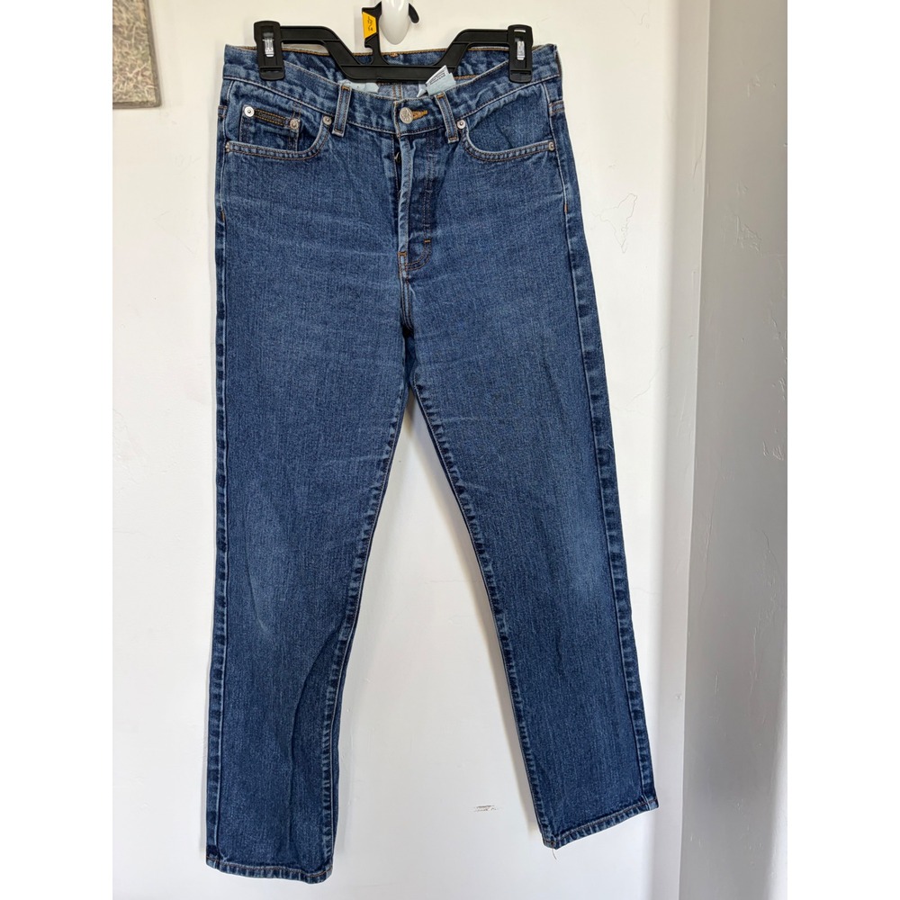 Calvin Klein Jean Women High Rise Straight Leg Blue Denim 100% Cotton Medium Was